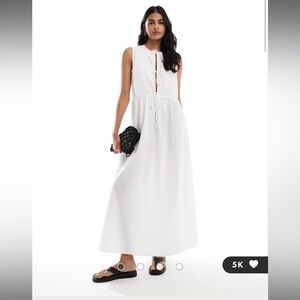 NWT ASOS DESIGN poplin tie front maxi dress in white